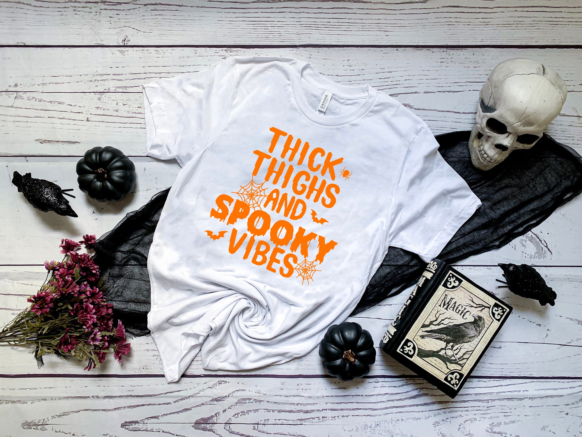 Thick Things And Spooky Vibes Halloween Town Shirt image 1