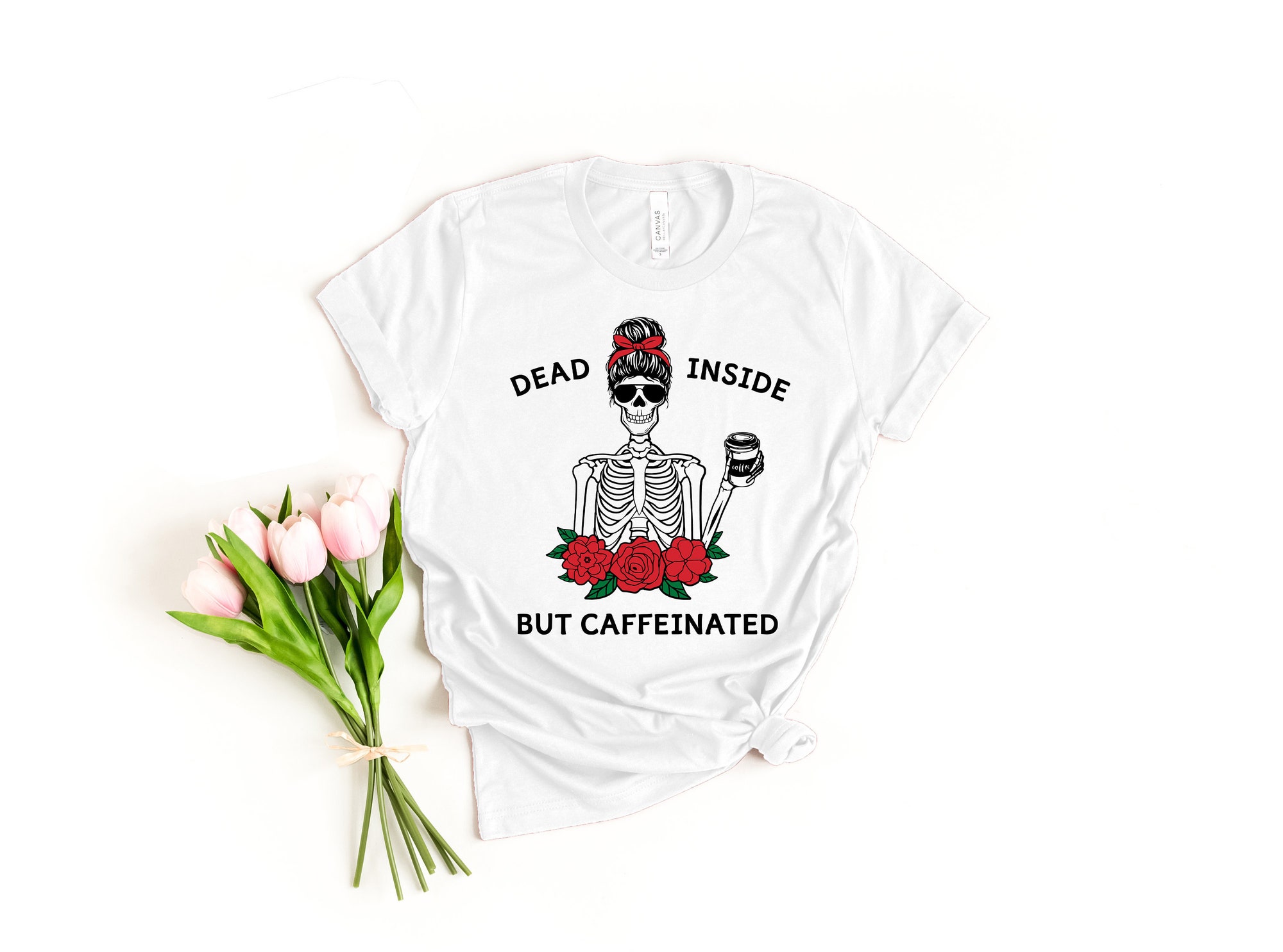 Dead Inside But Caffeinated Shirt, Halloween Skeleton Shirt, Halloween Horror Shirt, Hocus Pocus Shirt, Horror Movie Shirt, Halloween Shirt image 0