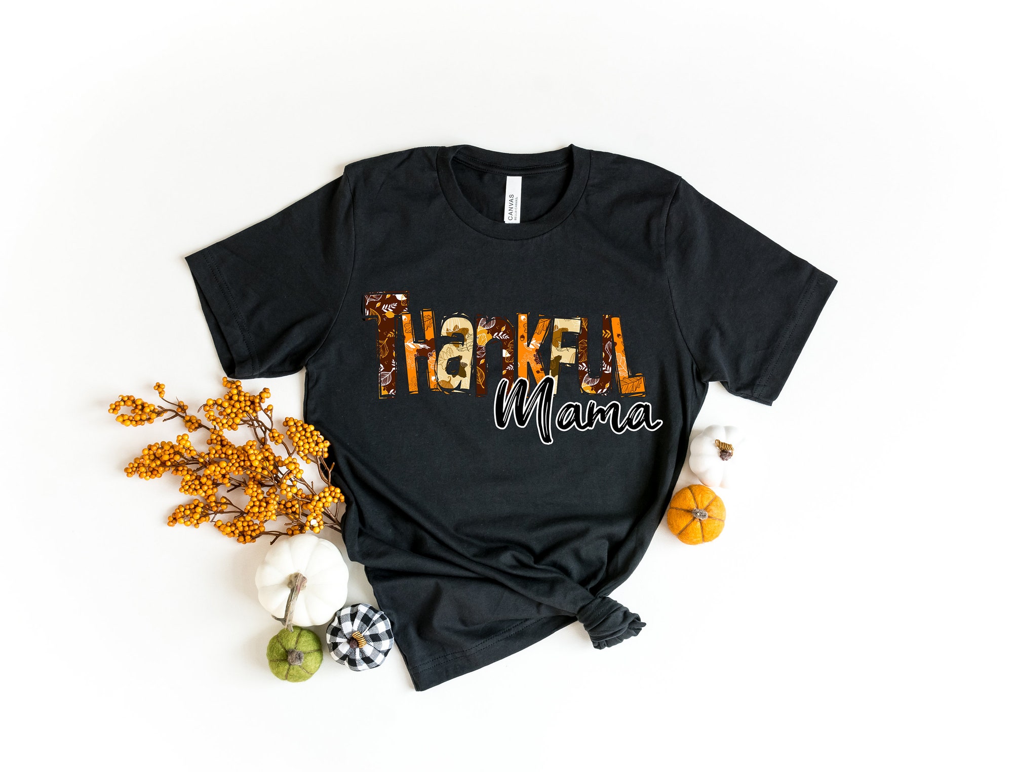 Thankful Mama Shirt: Thankful Grateful Blessed Thanksgiving Shirt image 1
