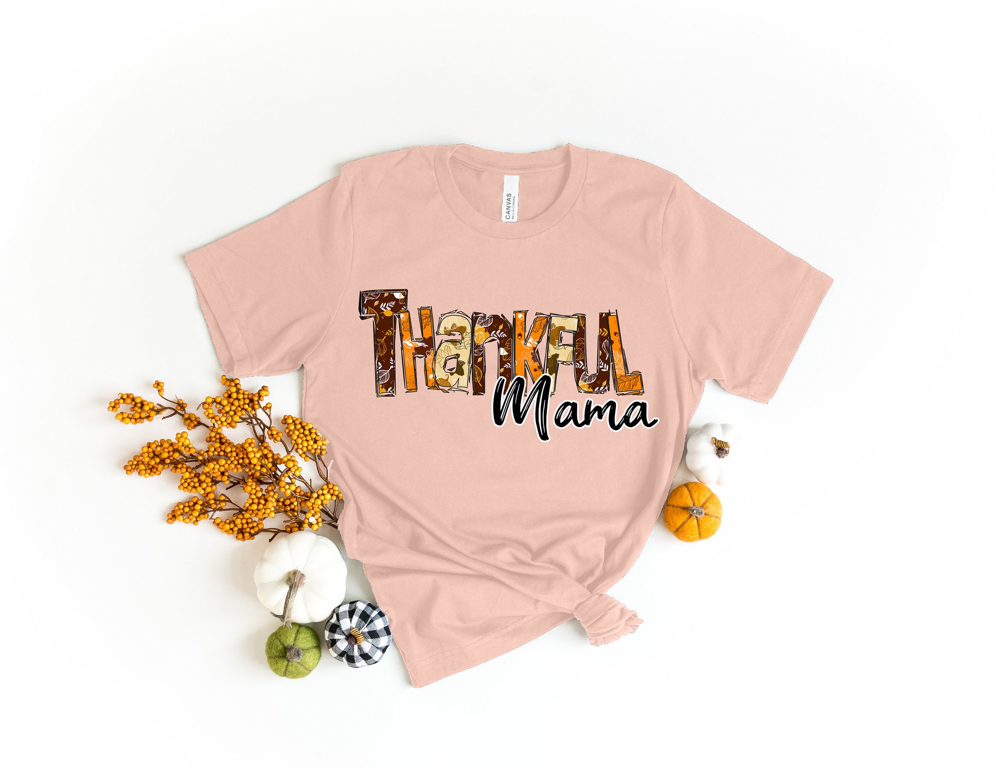 Thankful Mama Shirt: Thankful Grateful Blessed Thanksgiving Shirt image 3