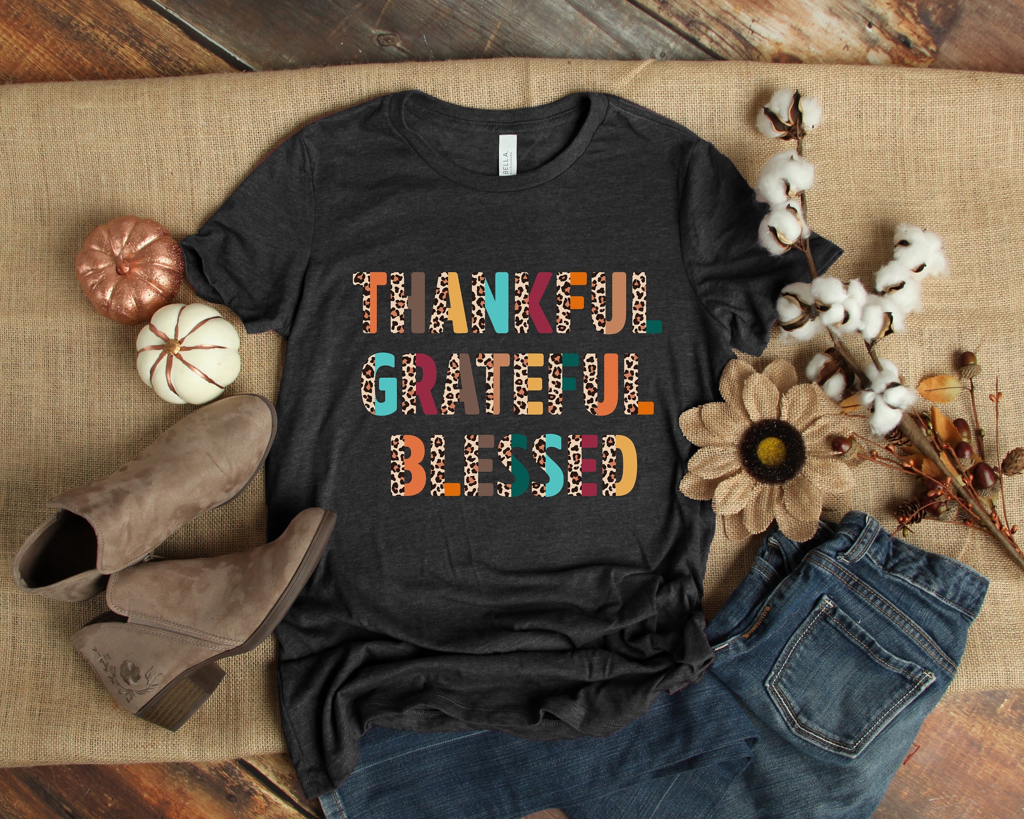 Thankful Grateful Blessed Shirt: Thanksgiving Family Shirts image 2