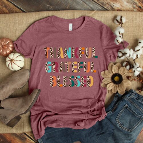 Thankful Grateful Blessed Shirt: Thanksgiving Family Shirts image 0