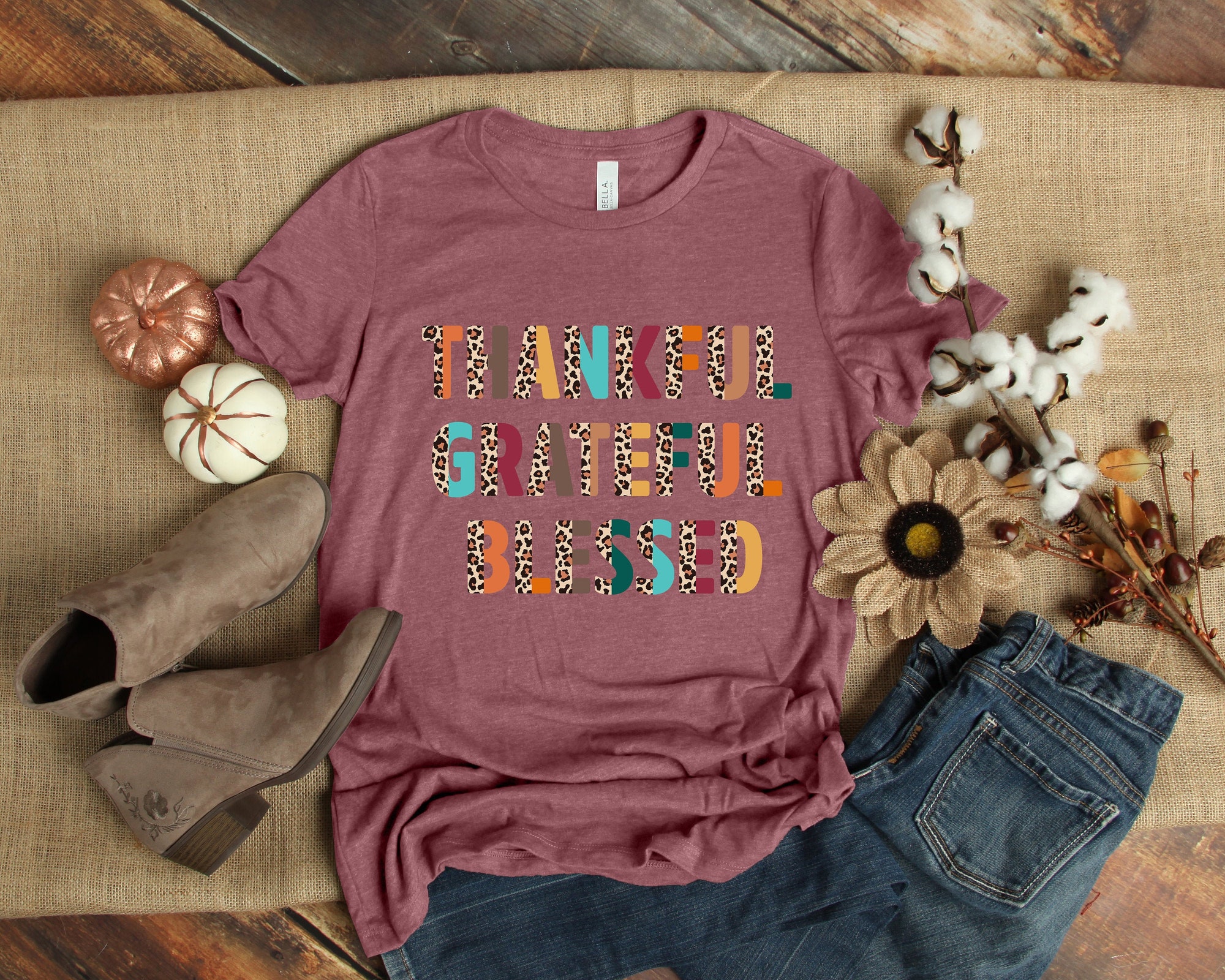 Thankful Grateful Blessed Shirt: Thanksgiving Family Shirts image 0