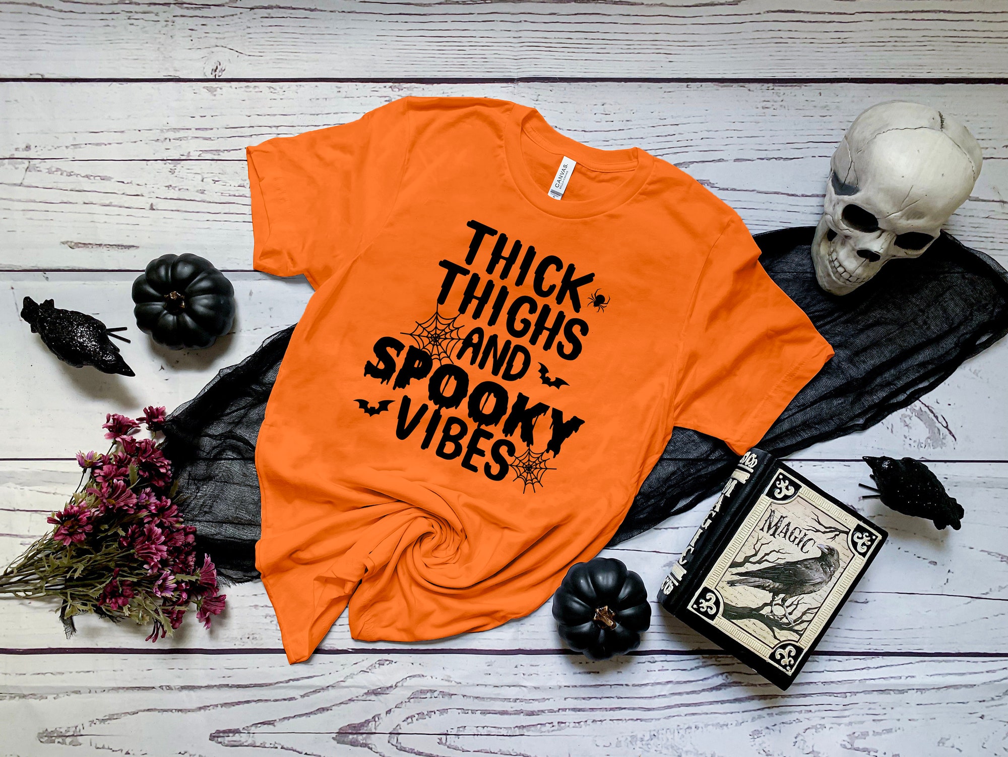 Thick Things And Spooky Vibes Halloween Town Shirt image 2