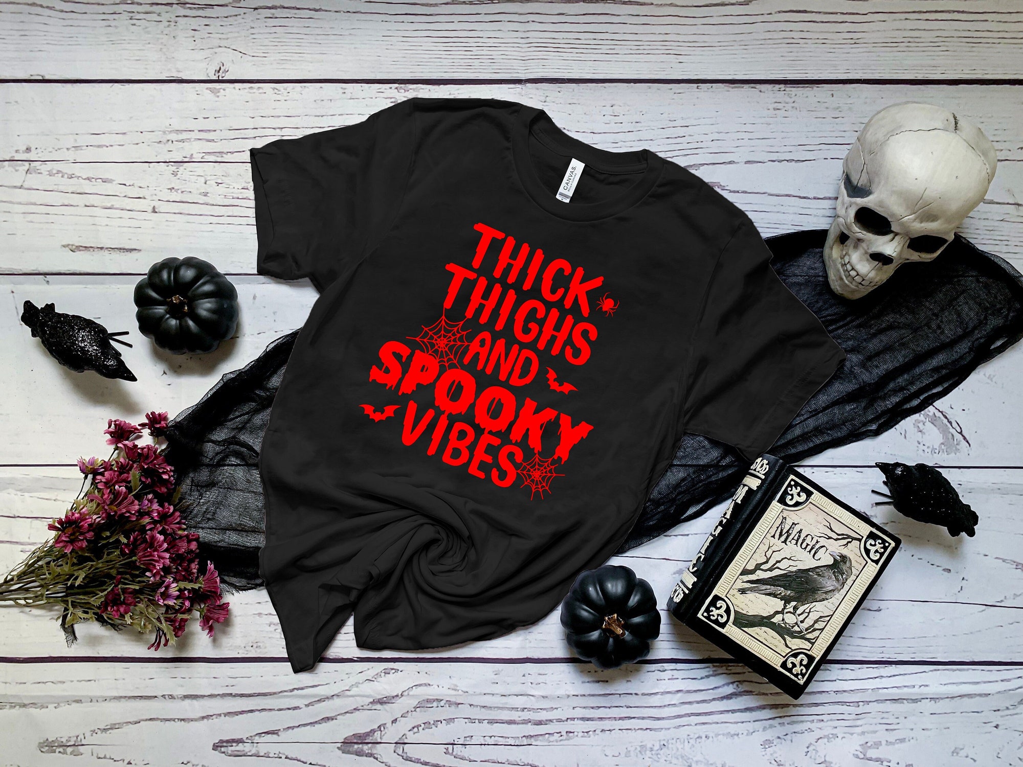 Thick Things And Spooky Vibes Halloween Town Shirt image 0