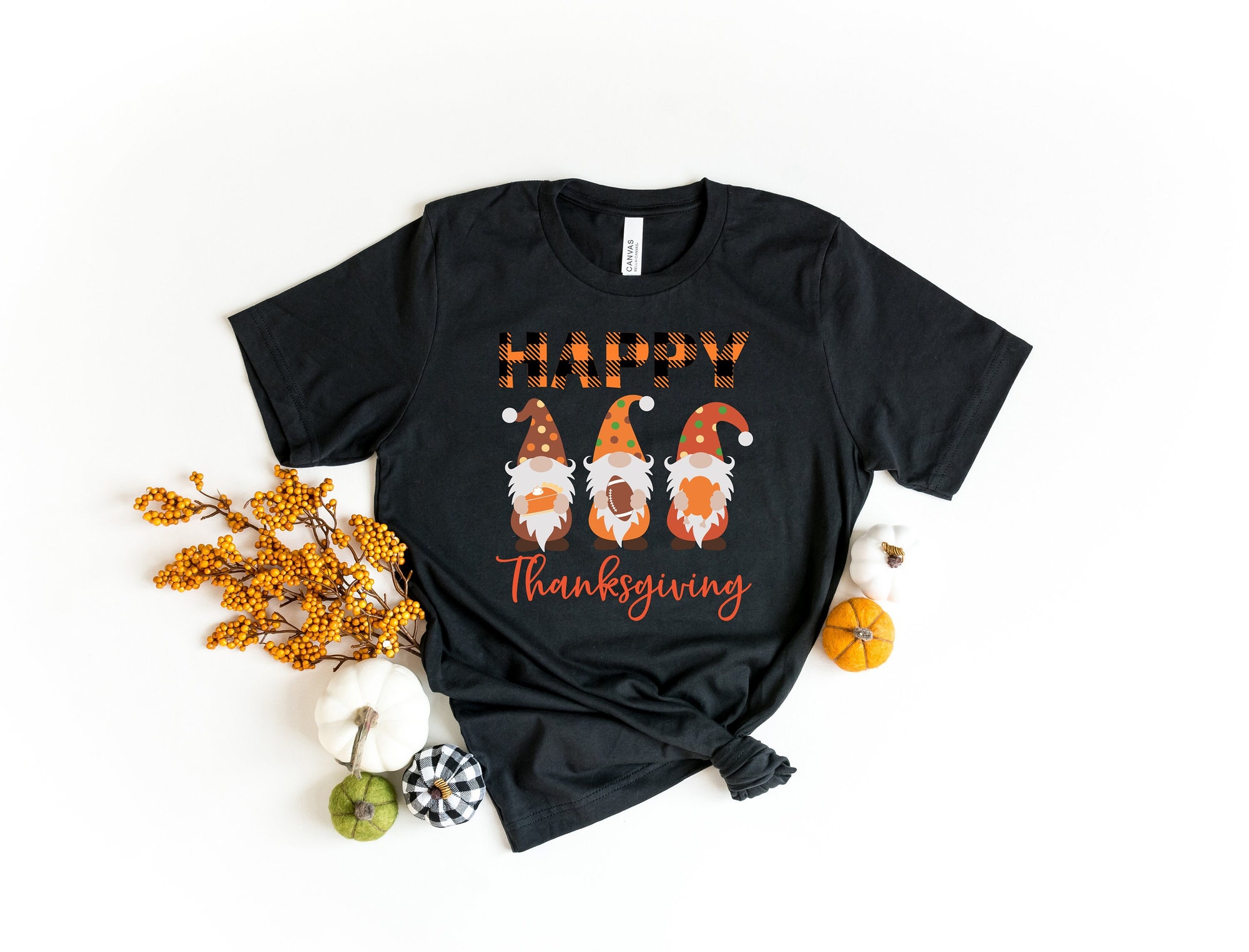 Happy Thanksgiving Gnomes Shirt, Fall, Happy Fall Y'All, Thankful Grateful Blessed Shirt,Thanksgiving Shirt,Buffalo Plaid Thanksgiving Shirt image 0