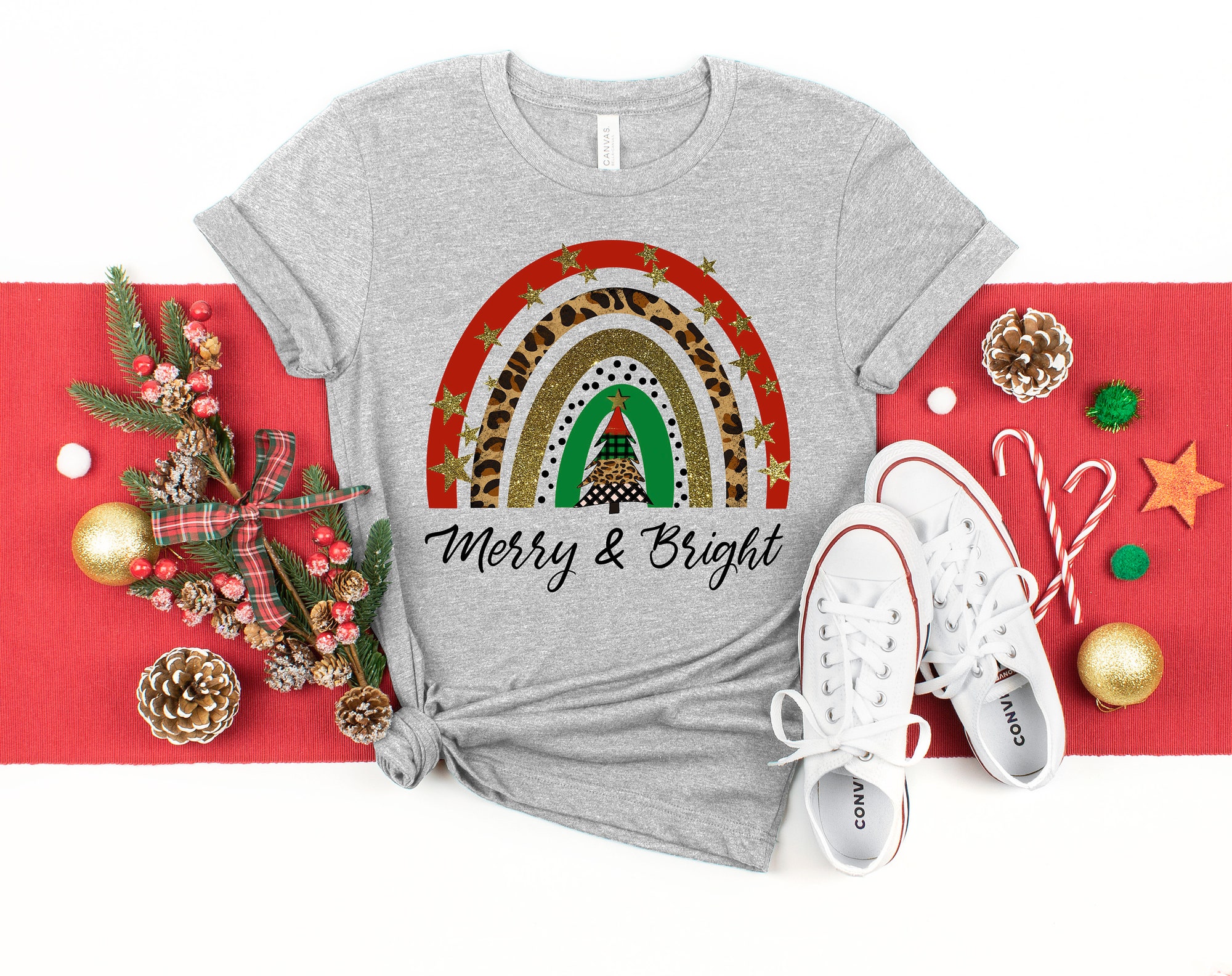 Merry and Bright Christmas Shirt | Holiday Family Matching Tee image 1