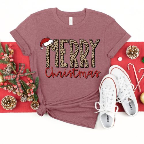 Merry Christmas Leopard Shirt | Love Y'all Family Matching Tee image 0