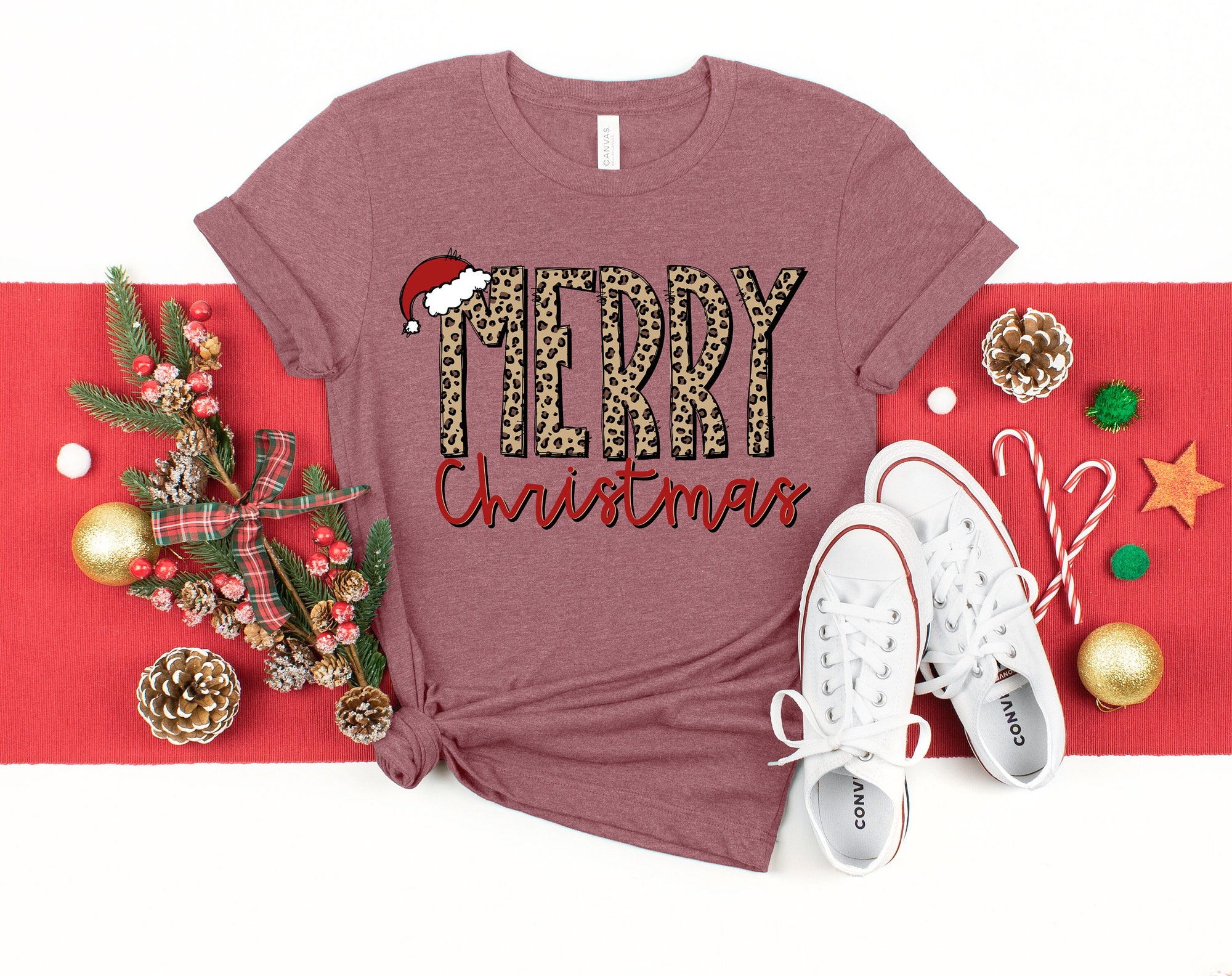Merry Christmas Leopard Shirt | Love Y'all Family Matching Tee image 0