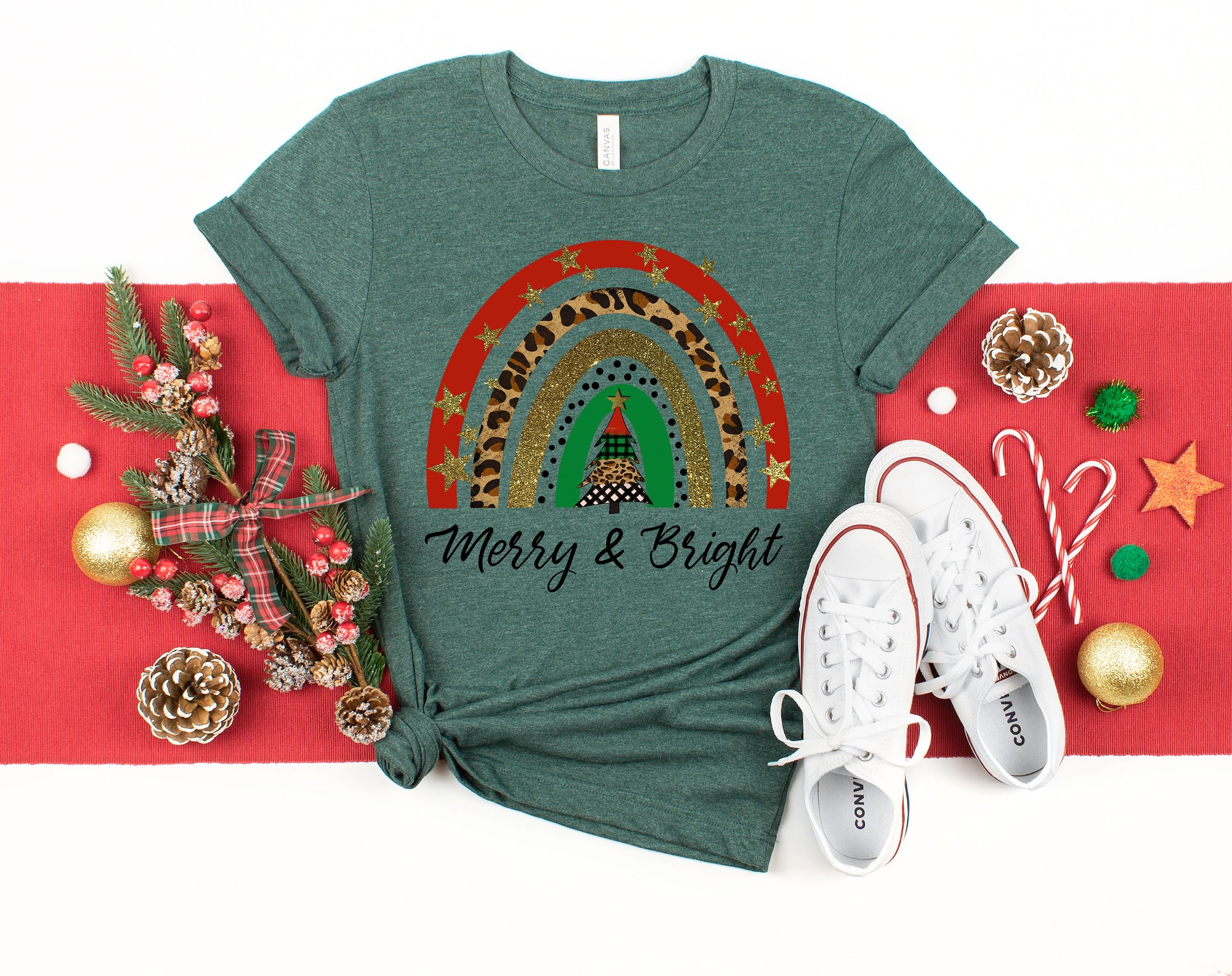 Merry and Bright Christmas Shirt | Holiday Family Matching Tee image 2