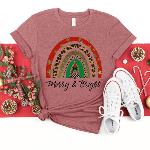 Merry and Bright Christmas Shirt | Holiday Family Matching Tee image 0