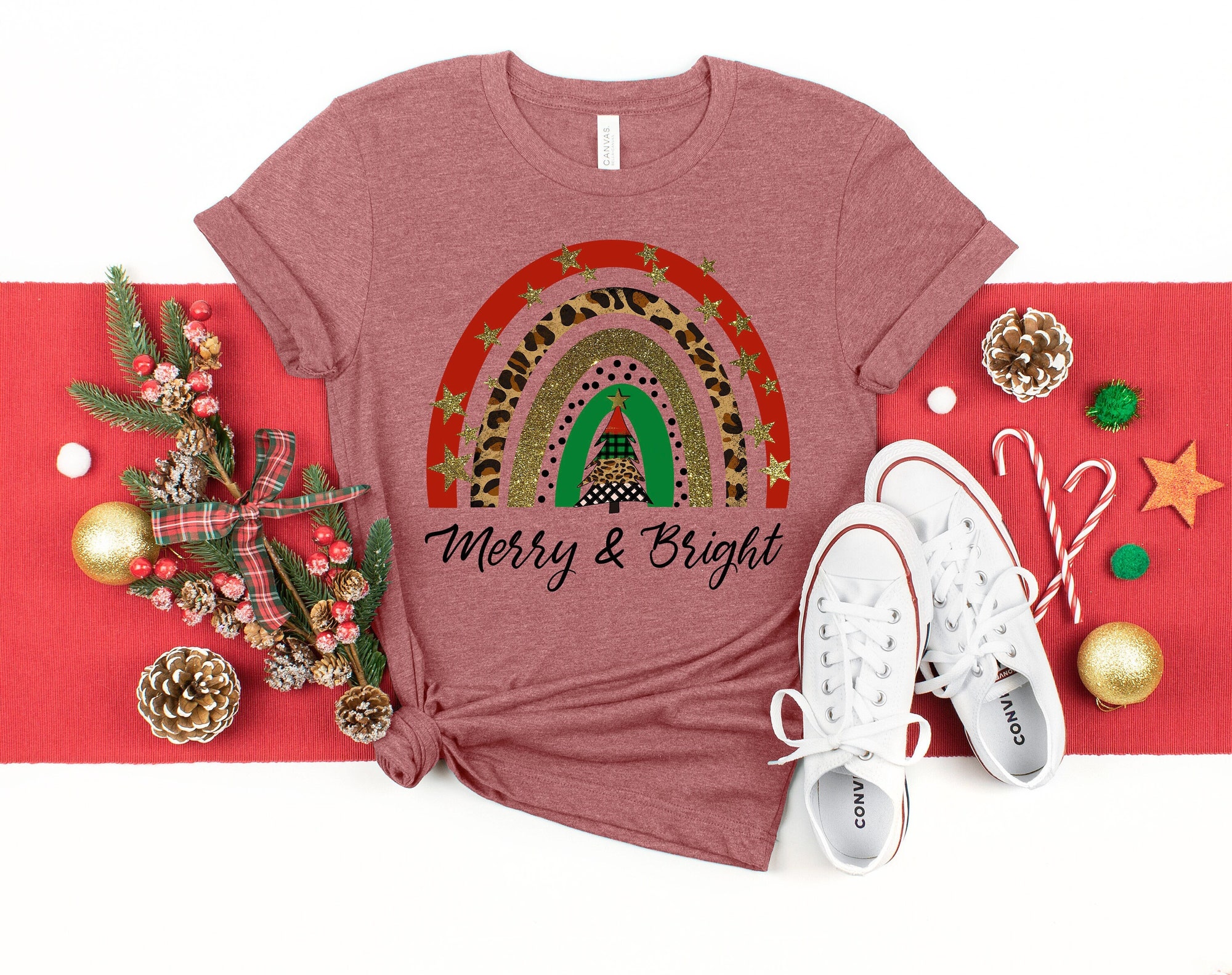 Merry and Bright Christmas Shirt | Holiday Family Matching Tee image 0