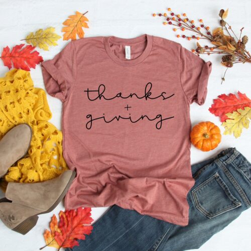 Thanks Plus Giving Shirt: Thanksgiving Tee Thankful Fall Pumpkin Blessed Family image 0