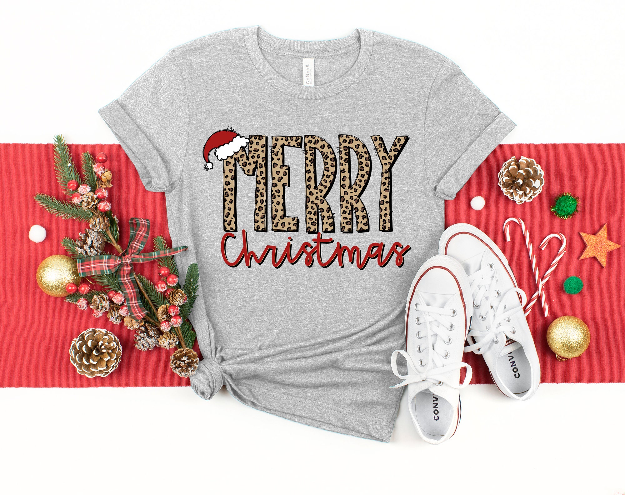 Merry Christmas Leopard Shirt | Love Y'all Family Matching Tee image 1