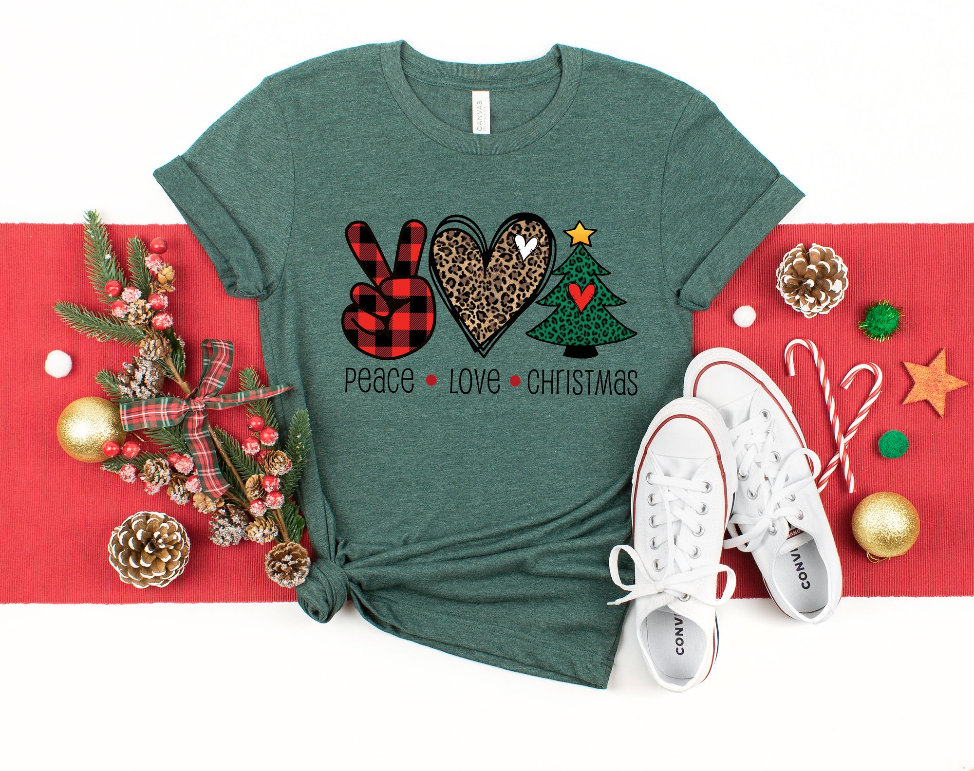 Peace Love Christmas Shirt: Y'all Tee Matching Family Holiday Cheer image 2