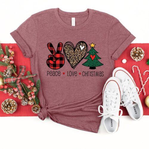 Peace Love Christmas Shirt: Y'all Tee Matching Family Holiday Cheer image 0