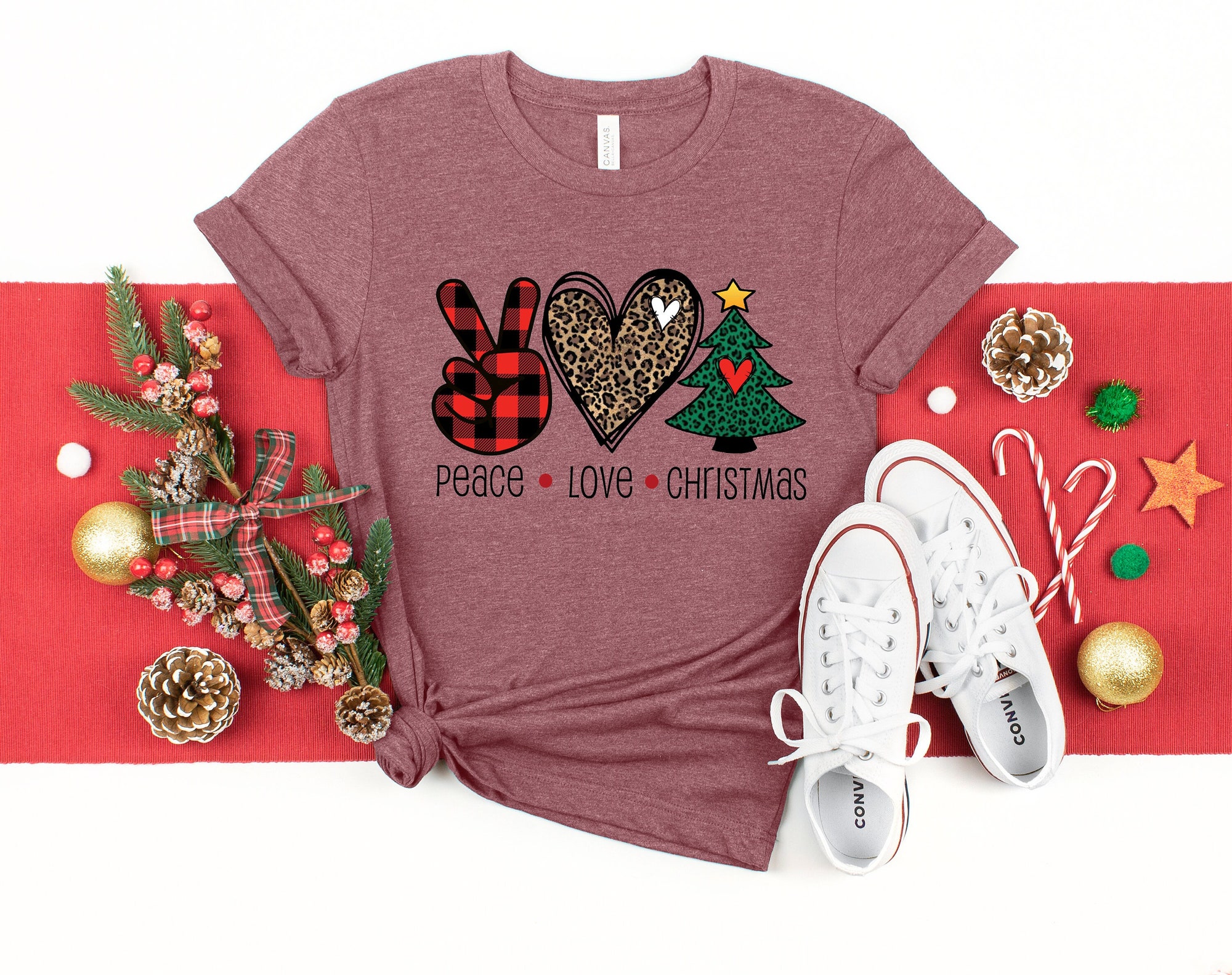 Peace Love Christmas Shirt: Y'all Tee Matching Family Holiday Cheer image 0