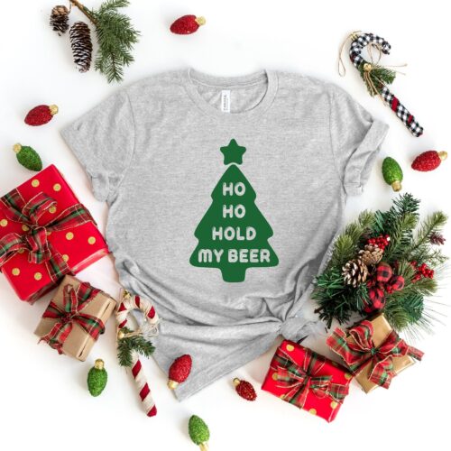 Ho Ho Ho Hold My Beer Shirt | Oh Christmas Tree Family Tee image 0