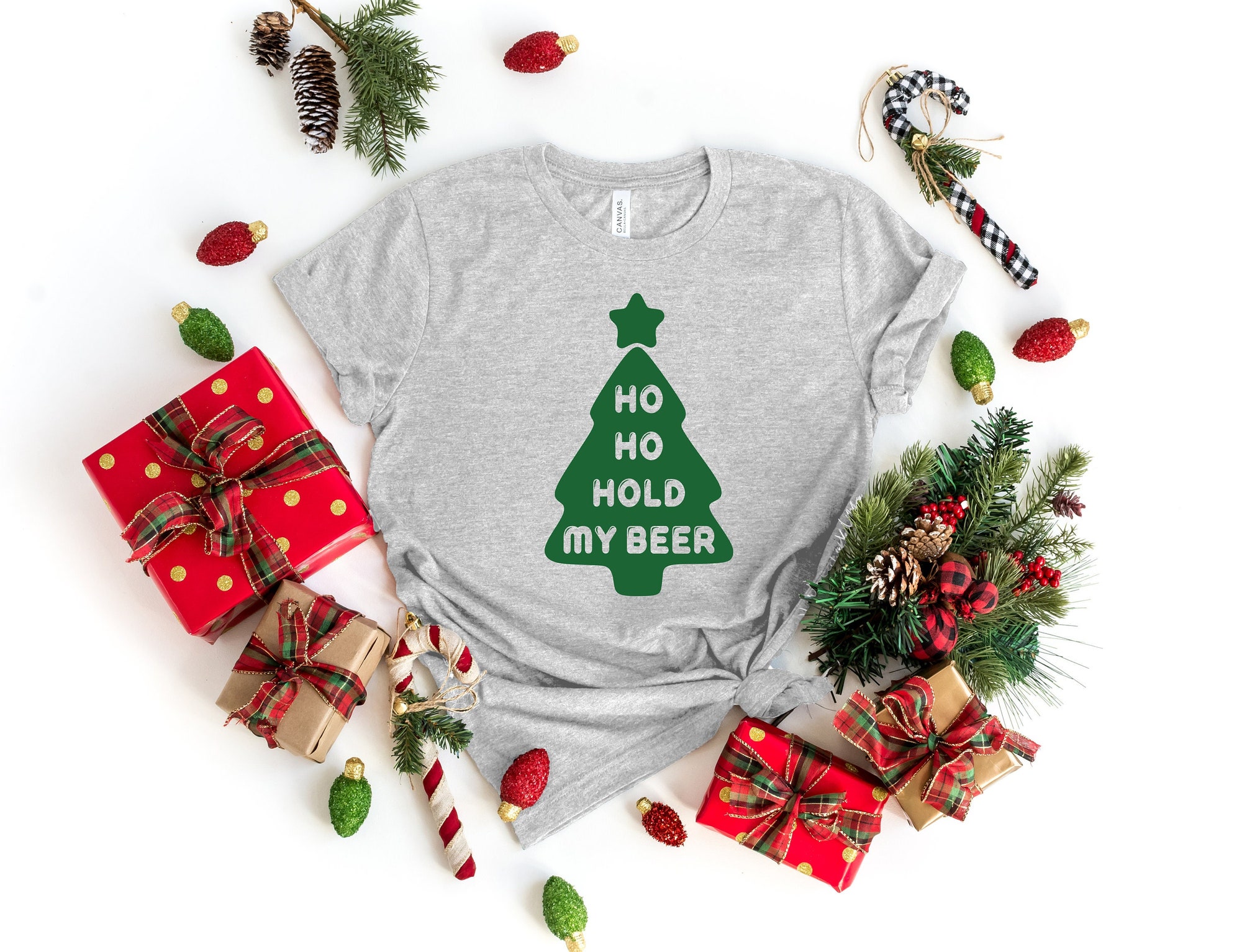 Ho Ho Ho Hold My Beer Shirt | Oh Christmas Tree Family Tee image 0