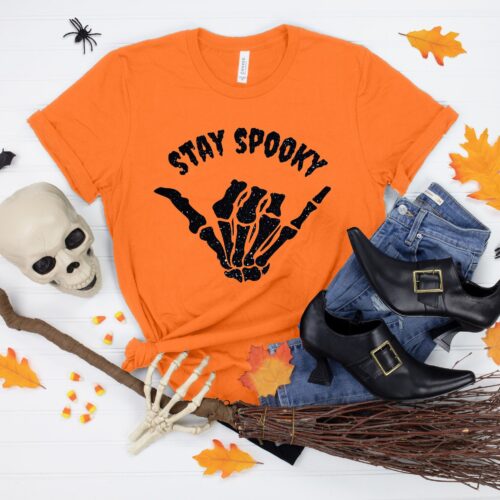 Stay Spooky Skeleton Hand Halloween T-Shirt image 0