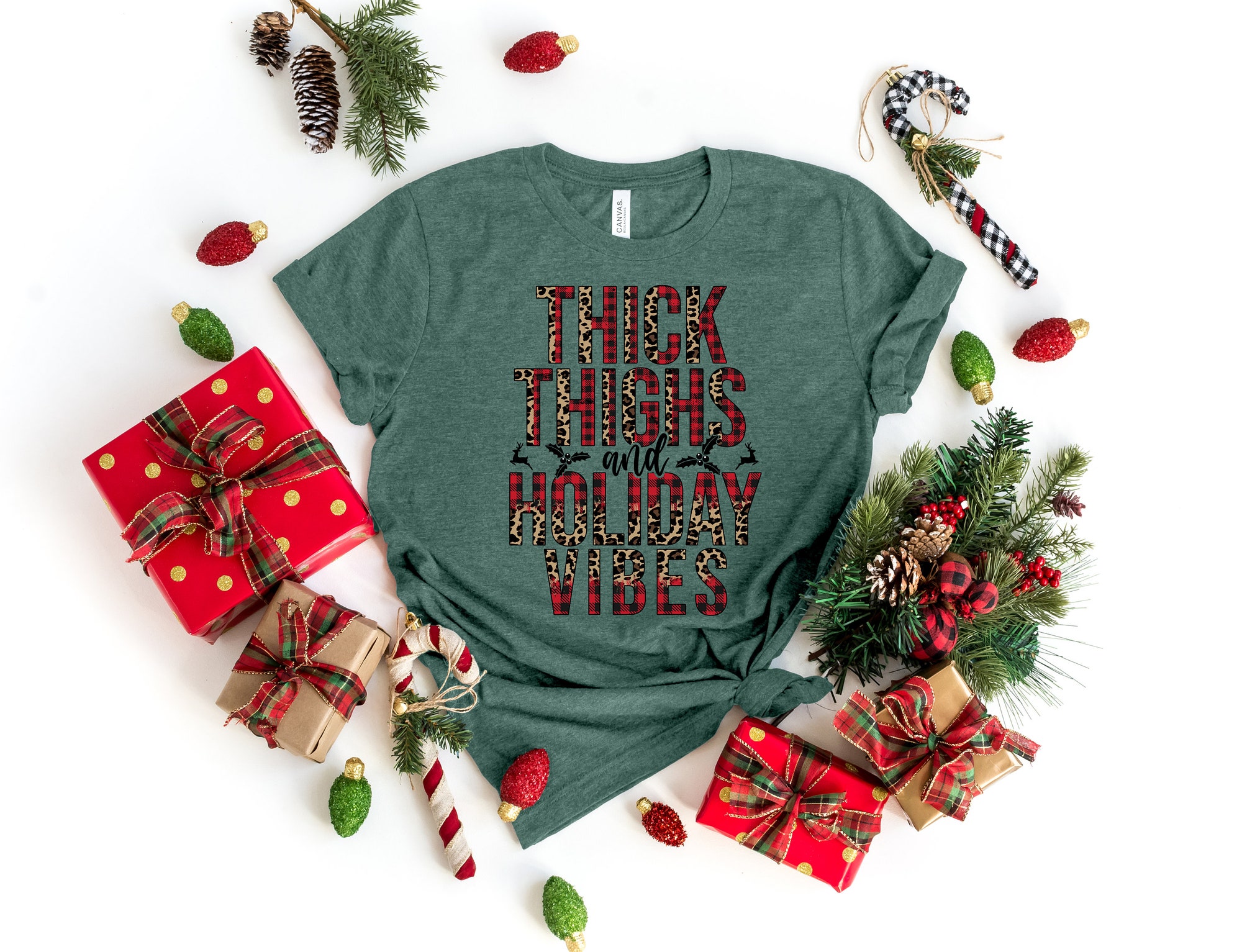 Thick Thighs & Holiday Vibes: Merry Christmas Shirt image 2