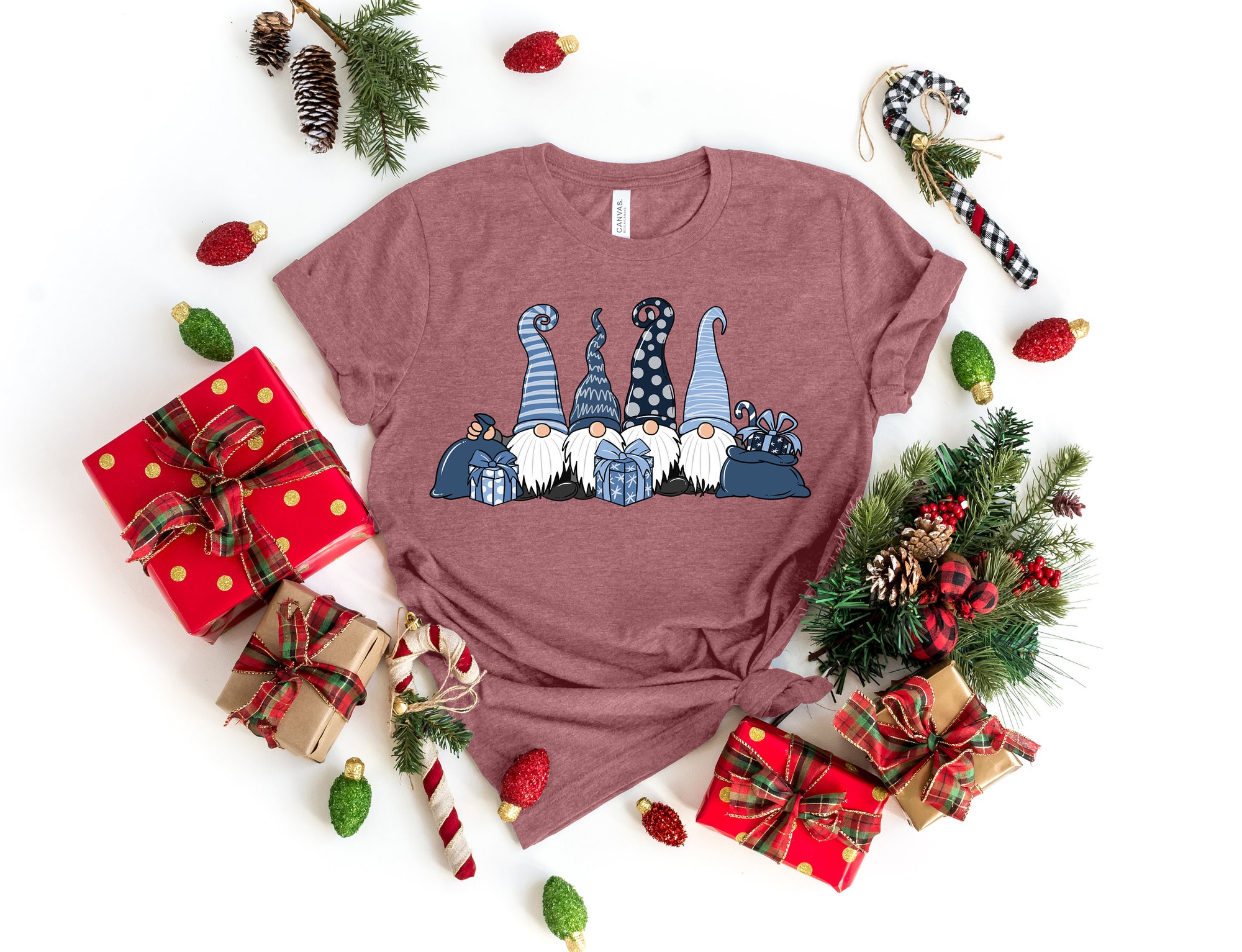 Christmas Gift Gnome Shirt: Family Matching Tee Holiday Cheer image 2