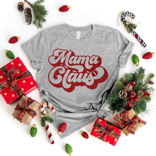 Mama Claus Christmas Shirts | Holiday Mom Gift Tee image 0