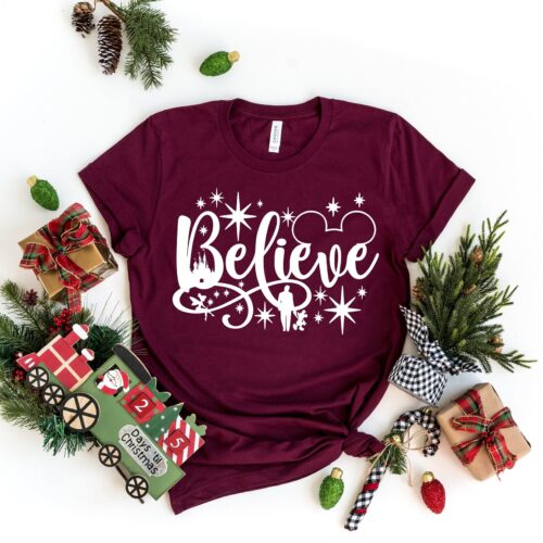 Believe Christmas Shirt Family Matching Holiday Gift Tee image 0