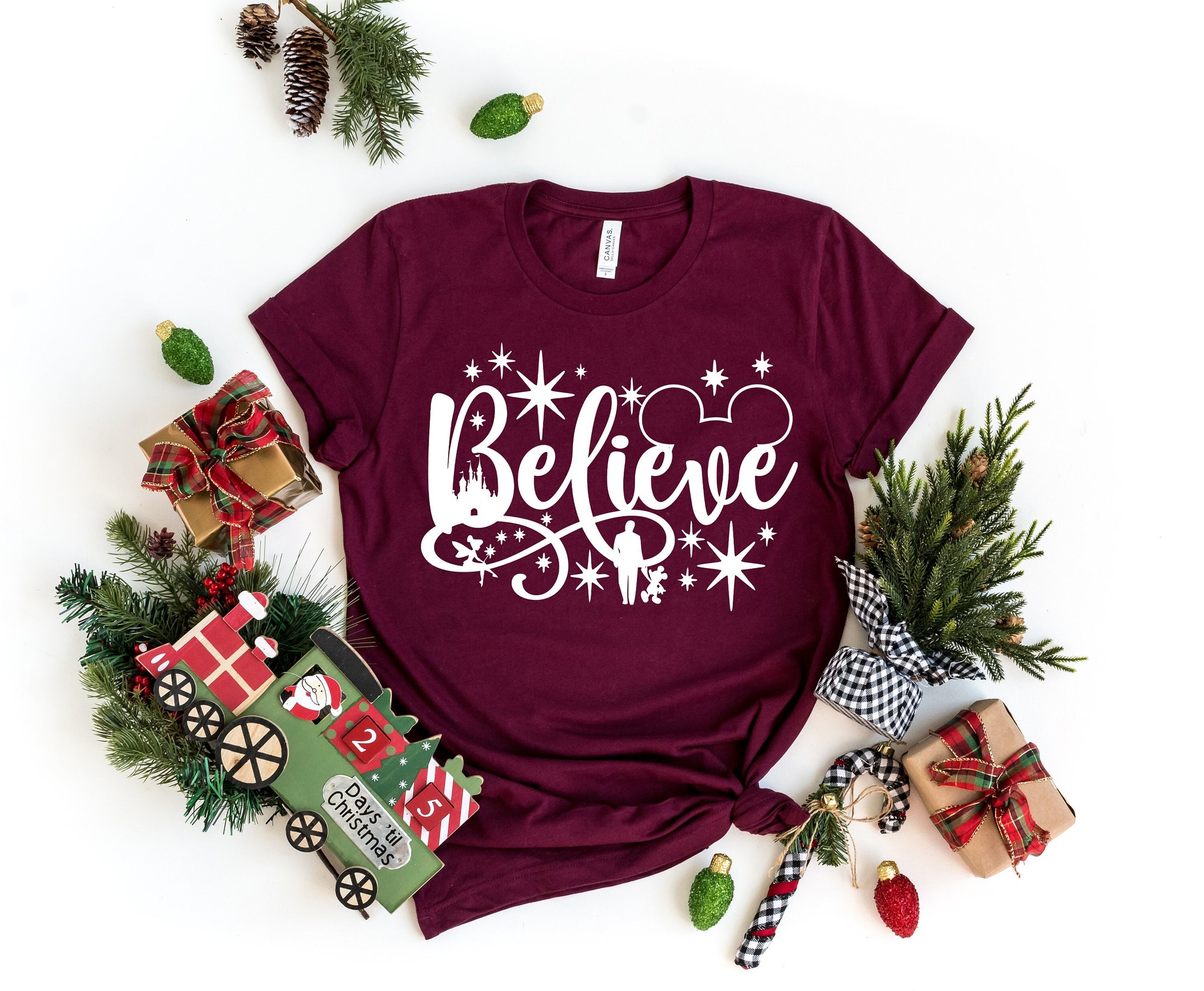 Believe Christmas Shirt Family Matching Holiday Gift Tee image 0