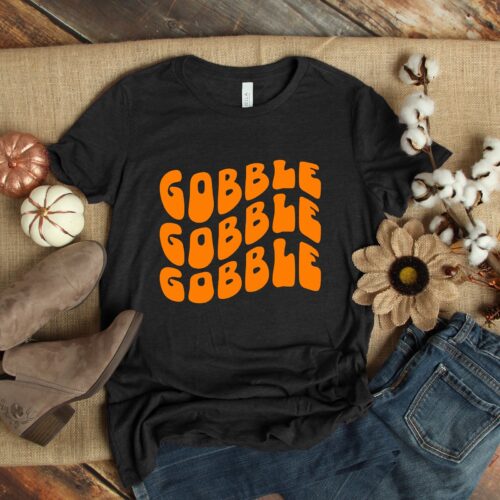 Gobble Gobble Shirt Thanksgiving Cooking Team WTF Wine Turkey Family image 0