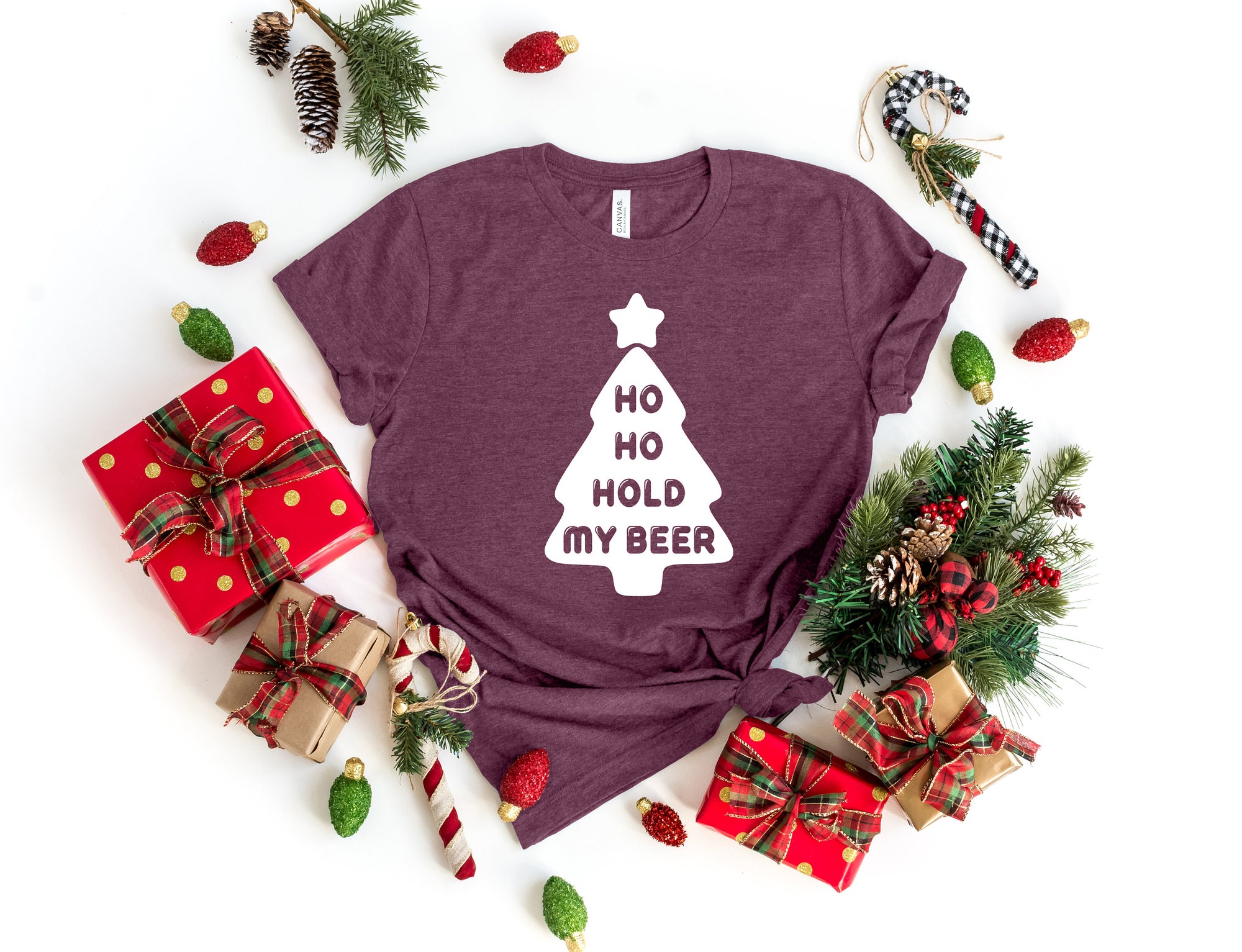 Ho Ho Ho Hold My Beer Shirt | Oh Christmas Tree Family Tee image 1