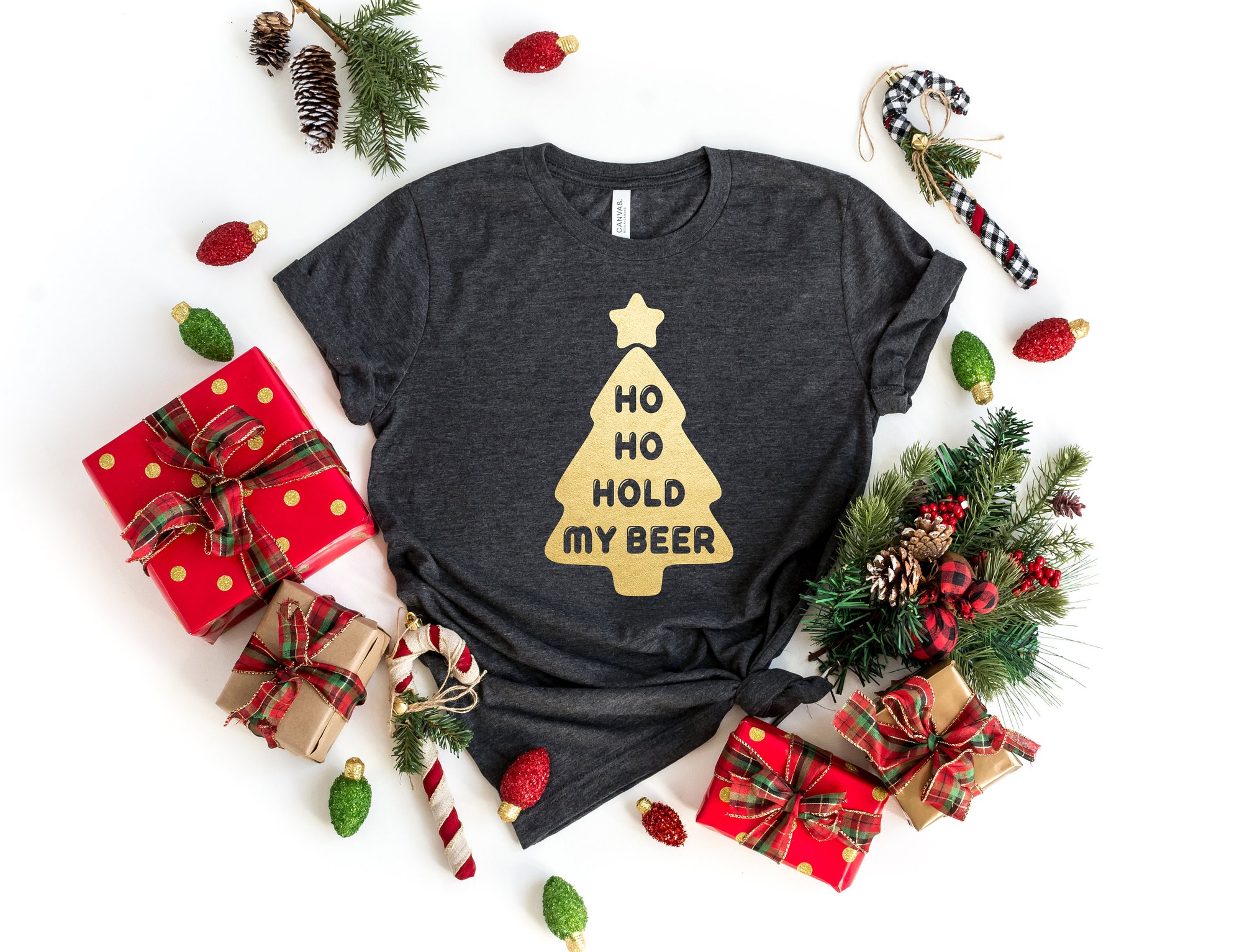 Ho Ho Ho Hold My Beer Shirt | Oh Christmas Tree Family Tee image 2