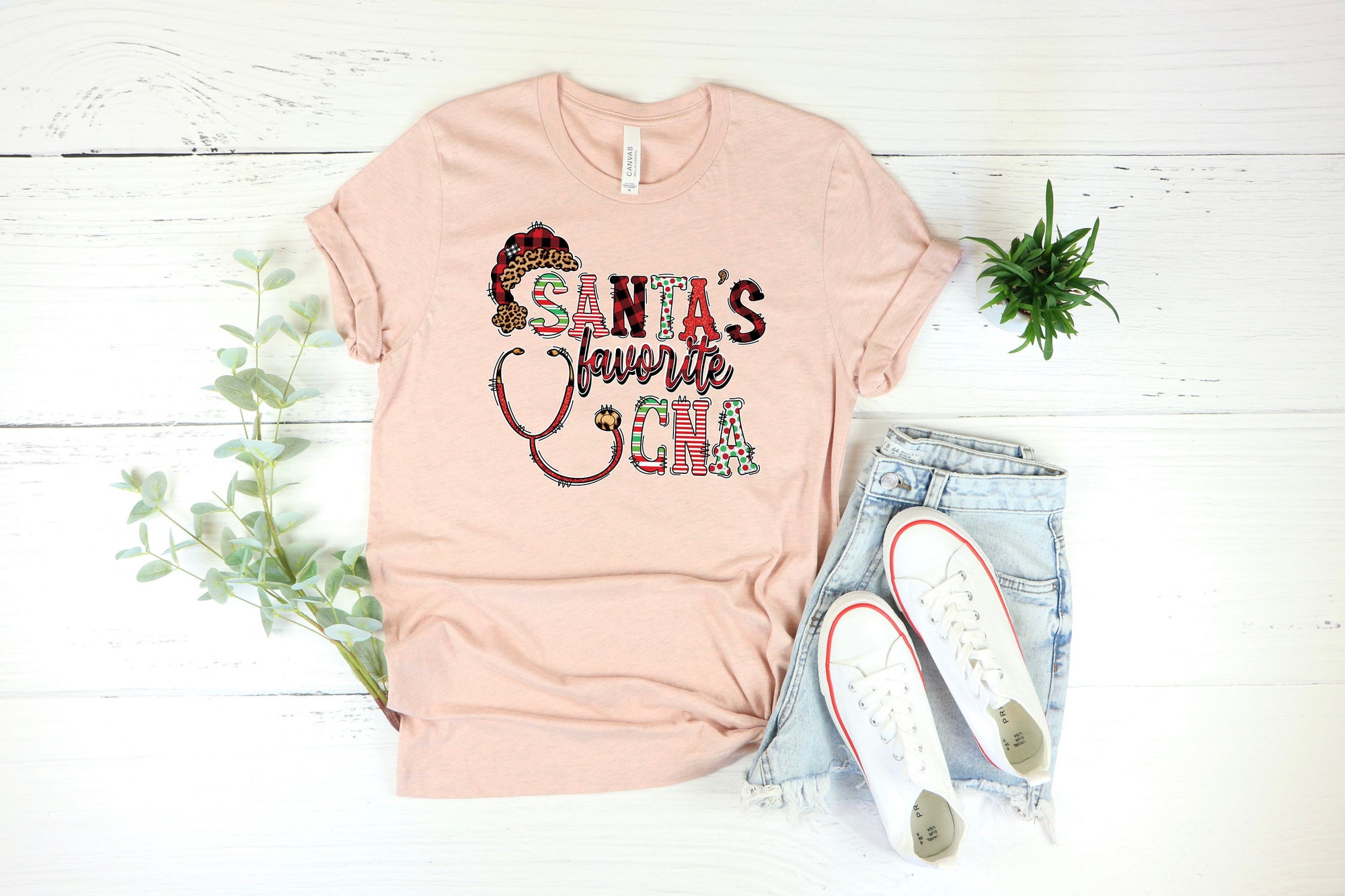 Santa's Favorite CNA Christmas Shirt | Cute Funny Holiday Shirt image 1