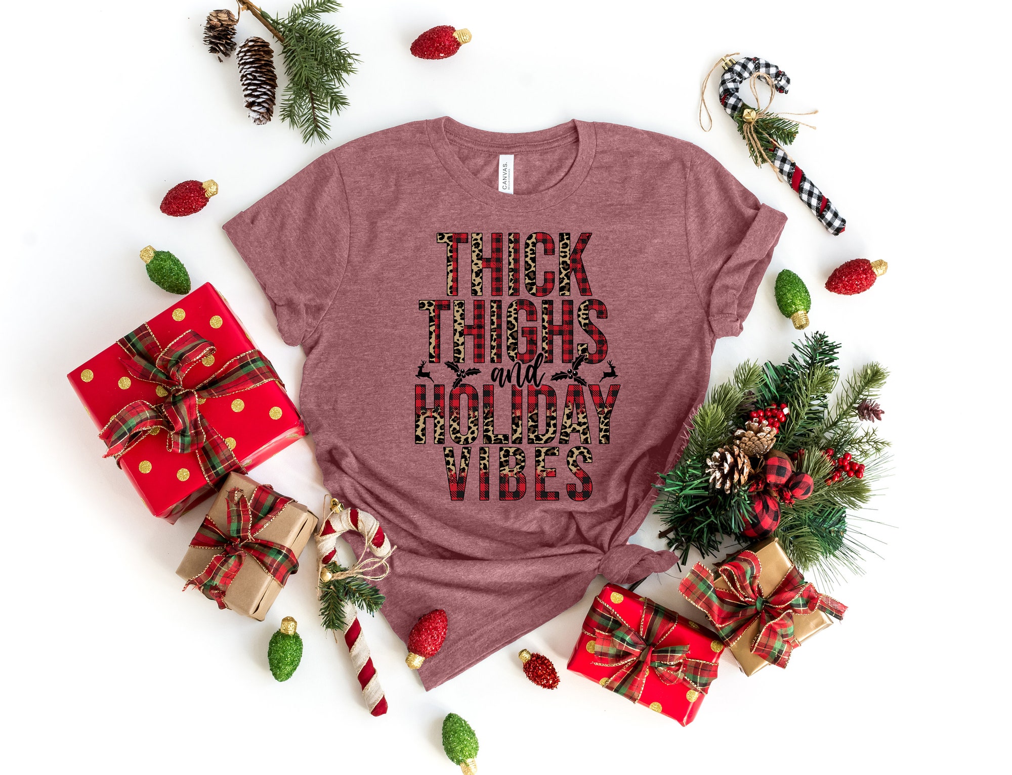 Thick Thighs & Holiday Vibes: Merry Christmas Shirt image 1