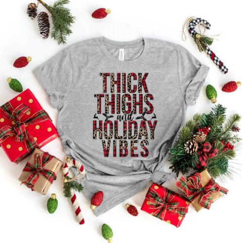 Thick Thighs & Holiday Vibes: Merry Christmas Shirt image 0