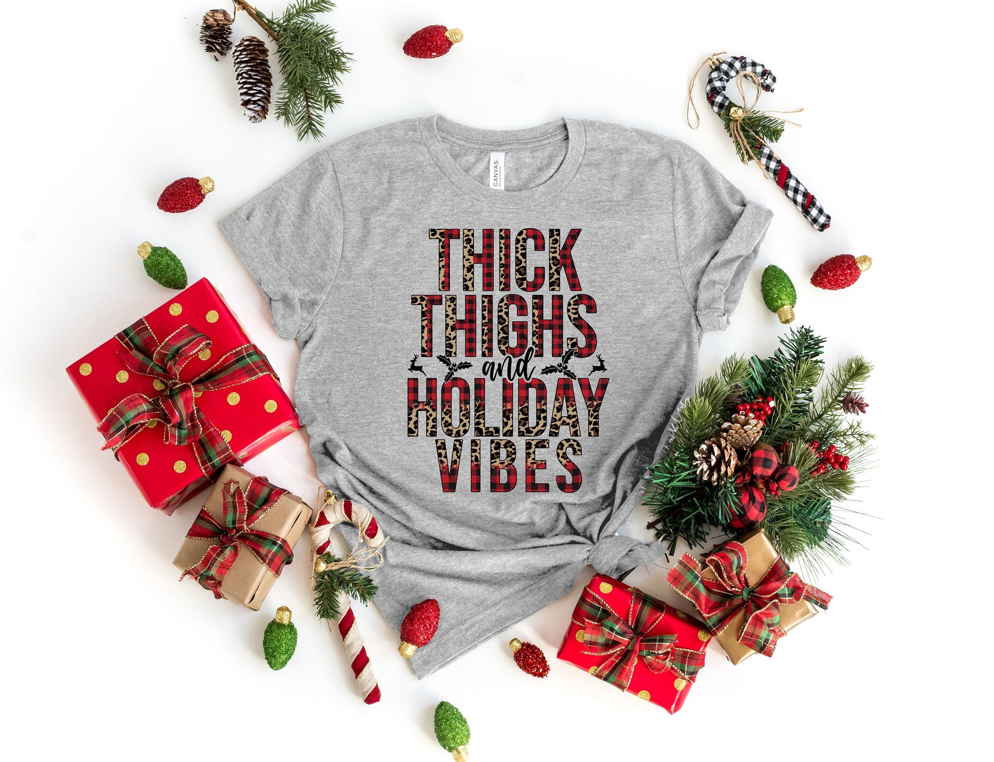 Thick Thighs & Holiday Vibes: Merry Christmas Shirt image 0
