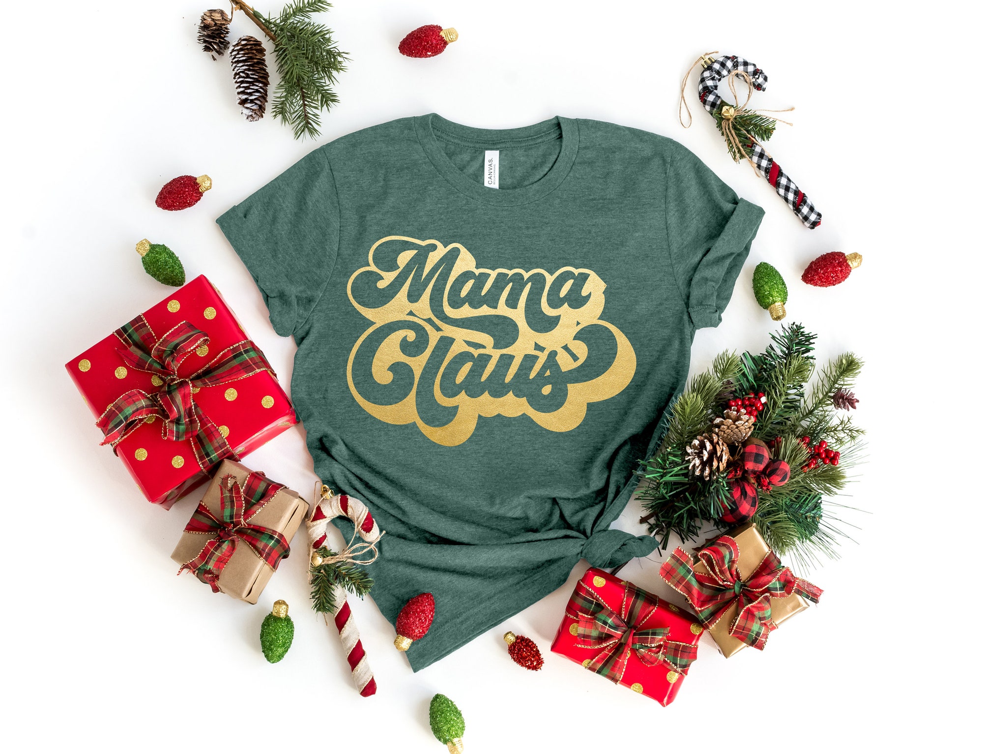 Mama Claus Christmas Shirts | Holiday Mom Gift Tee image 2