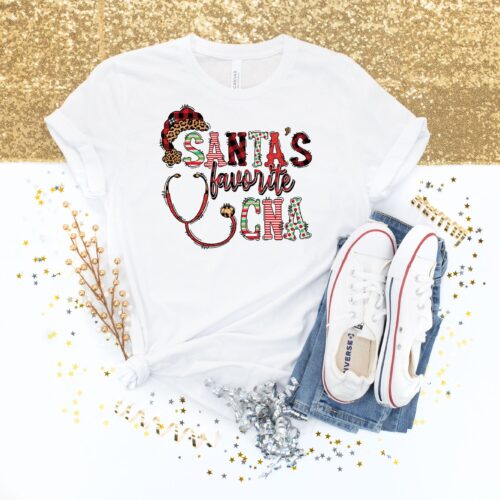 Santa's Favorite CNA Christmas Shirt | Cute Funny Holiday Shirt image 0