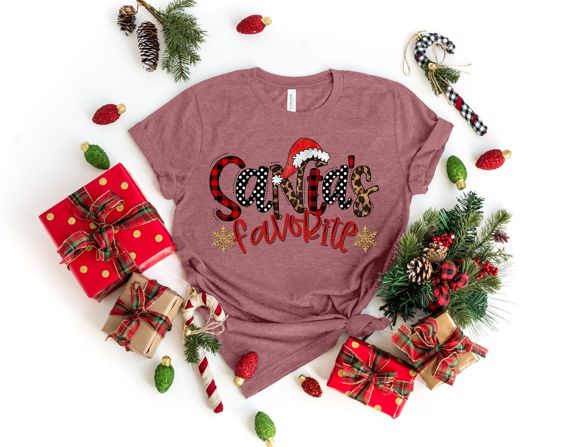 Santa Favorite Shirt | Tis The Season Merry Christmas Family Tee image 1