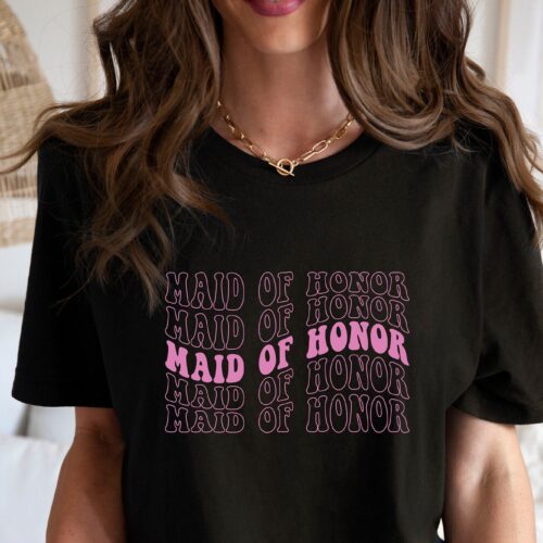 Retro & Boho Maid of Honor: Matching Bachelorette Tees image 0