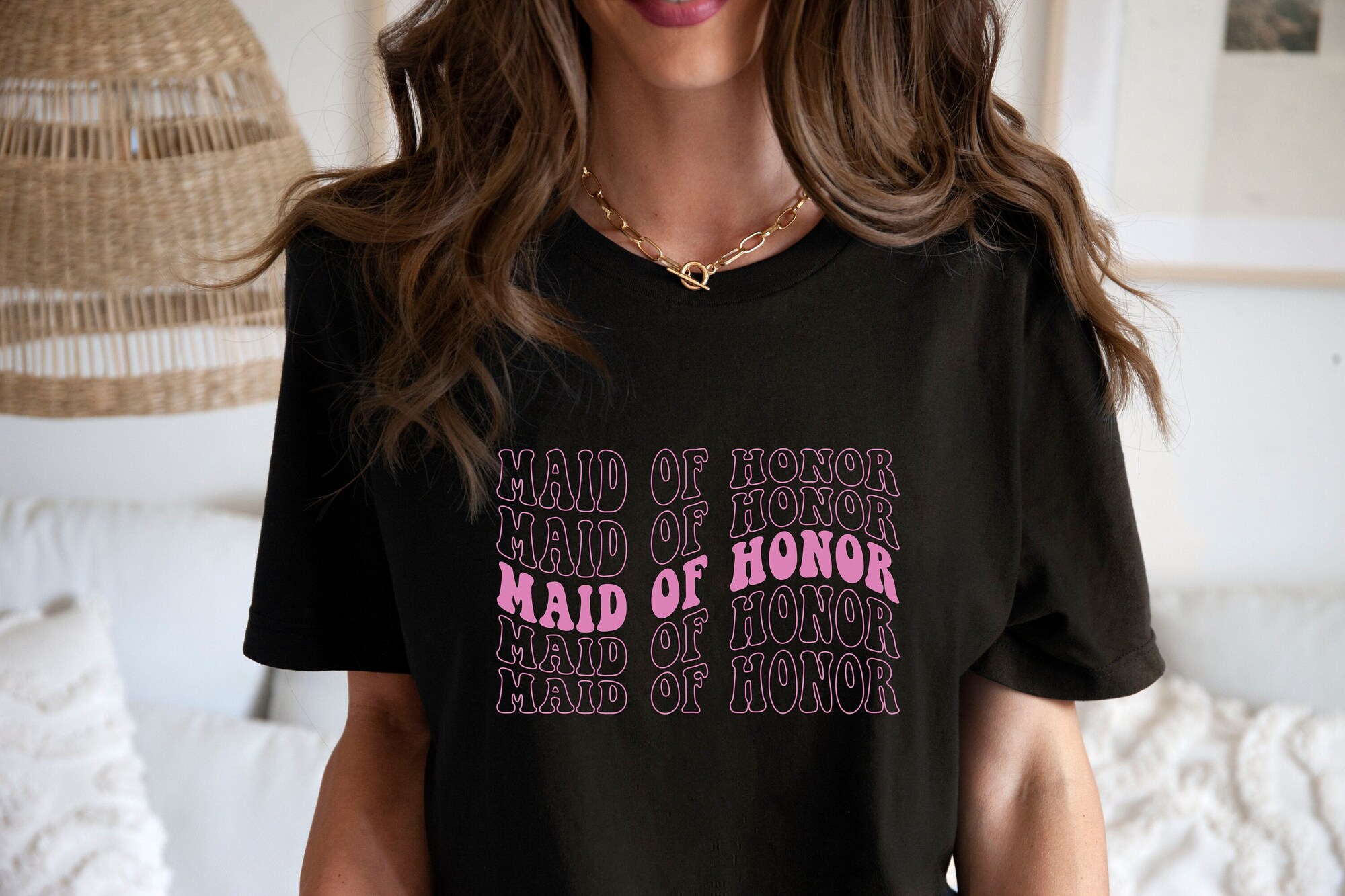 Retro & Boho Maid of Honor: Matching Bachelorette Tees image 0
