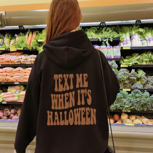 Trendy Halloween Hoodie - Retro Preppy Y2K with Words on Back image 0