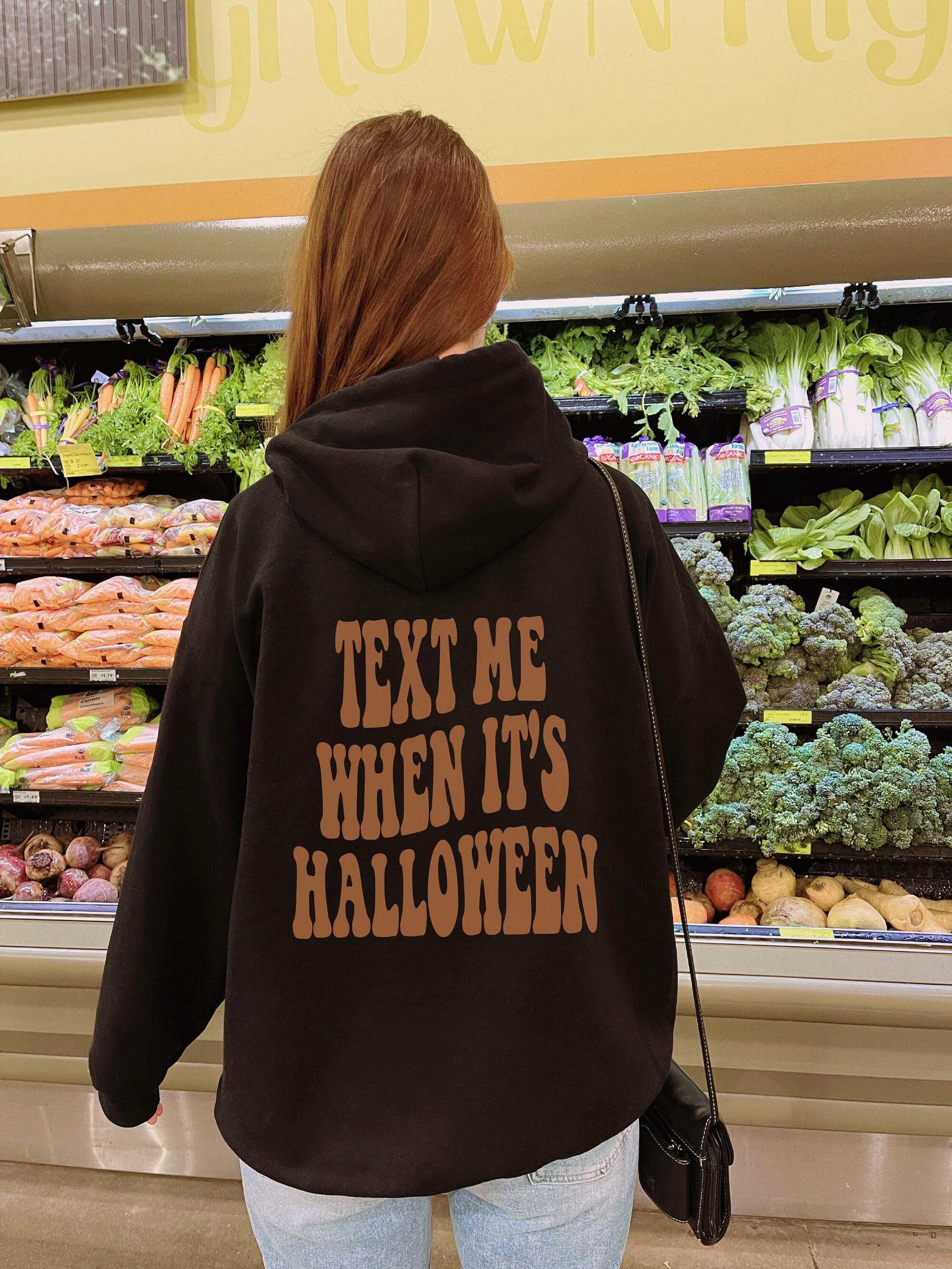 Trendy Halloween Hoodie - Retro Preppy Y2K with Words on Back image 0