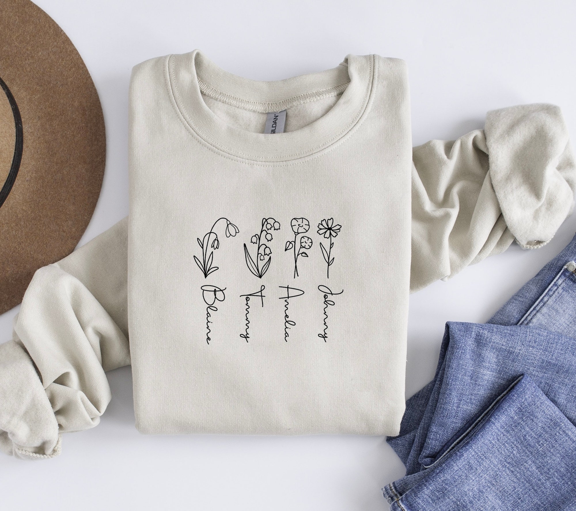 Mom Christmas Gift: Custom Birth Month Flower Sweatshirt image 0