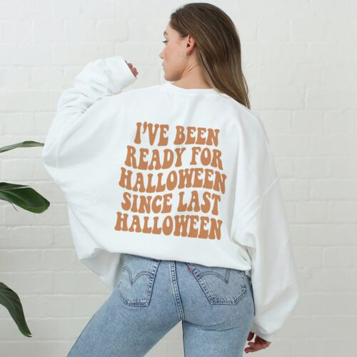 Retro Halloween Sweatshirt - Preppy Y2K Words on Back image 0