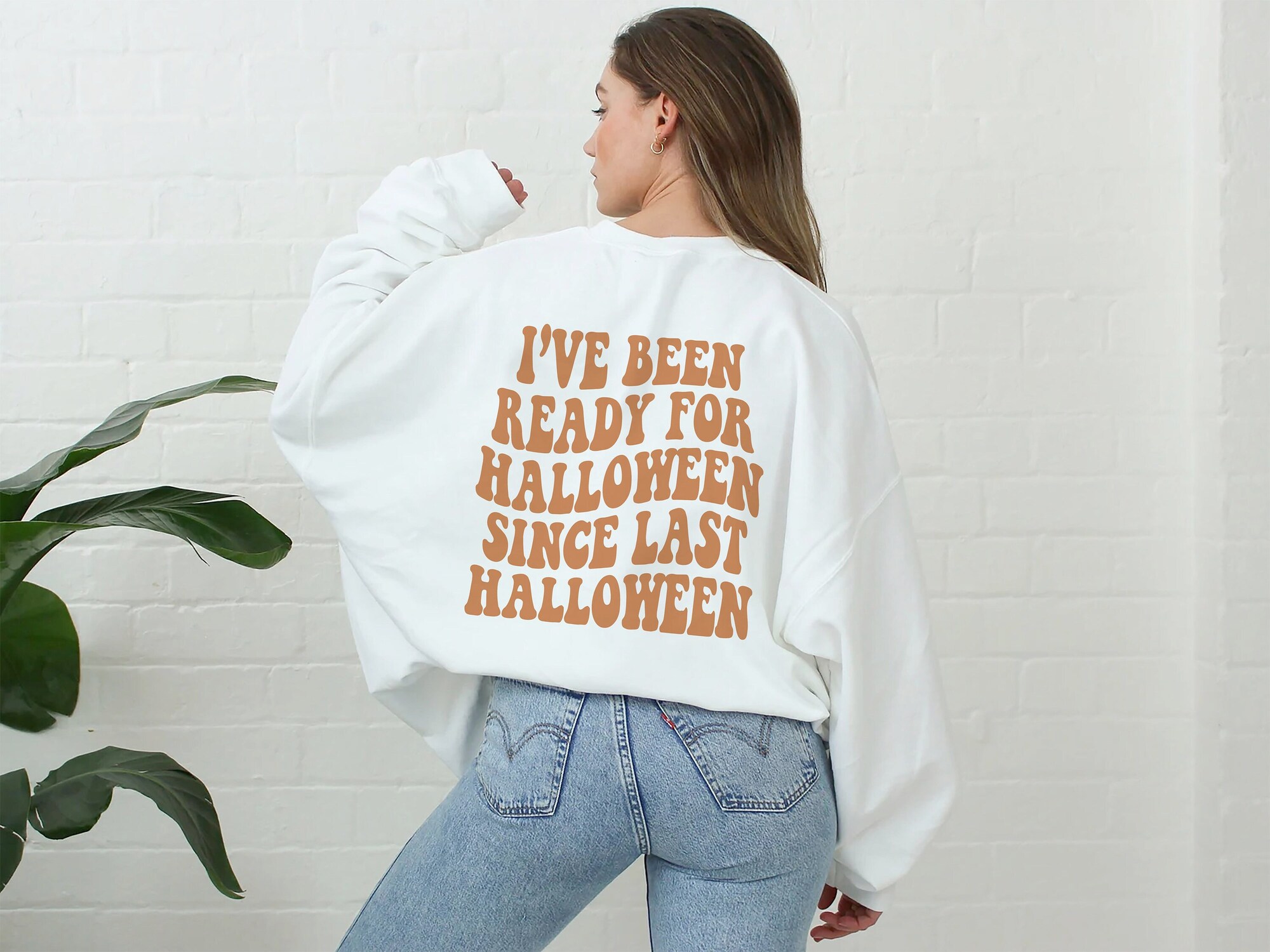 Retro Halloween Sweatshirt - Preppy Y2K Words on Back image 0