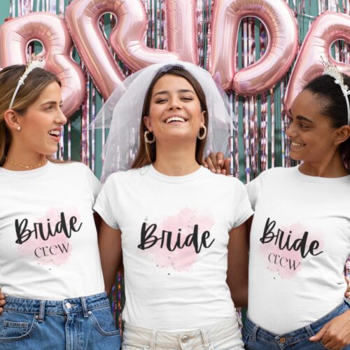 Team Bride: Pink Splash & White Crew Shirts for Bachelorette image 0