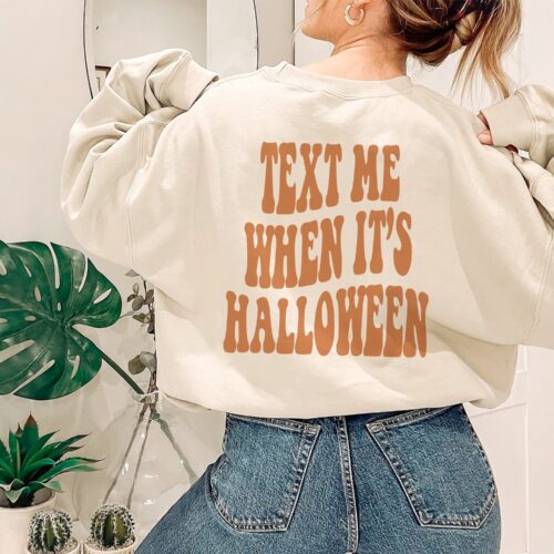 Text Me When It's Halloween - Retro Y2K Oversized Sweatshirt image 0