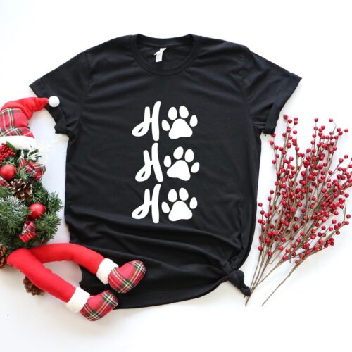 Happy Pawlidays Shirt | Ho Ho Ho Merry Christmas Family Tee image 0