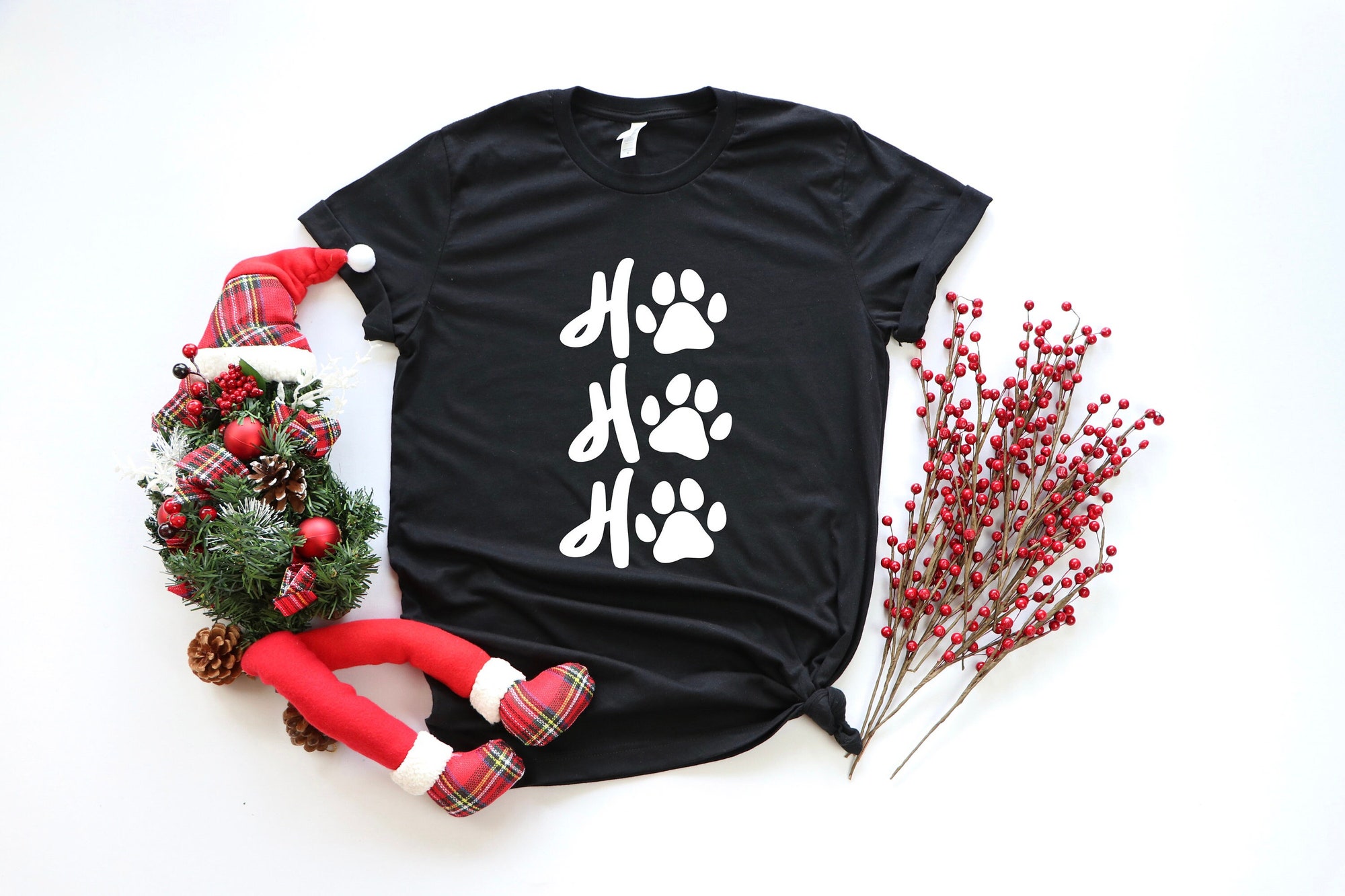 Happy Pawlidays Shirt | Ho Ho Ho Merry Christmas Family Tee image 0